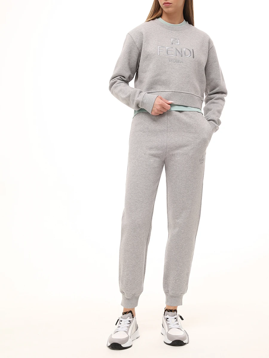 Джоггеры хлопковые FENDI FR6598 AT1O F1QBH Серый  Фото 2