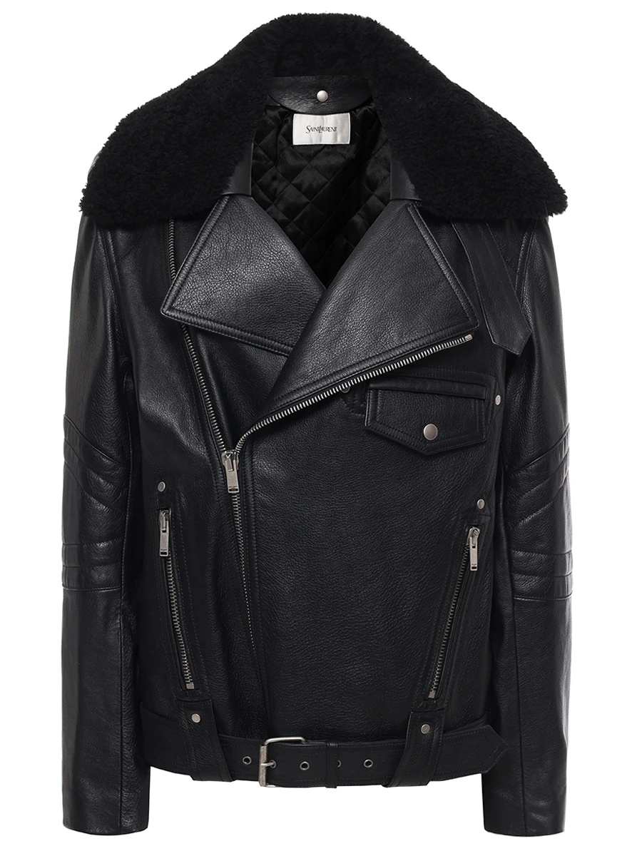 Куртка-косуха кожаная SAINT LAURENT 809830-YCRR2-1000 Черный 