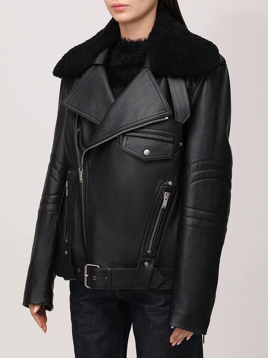 Куртка-косуха кожаная SAINT LAURENT 809830-YCRR2-1000 Черный  Фото 4