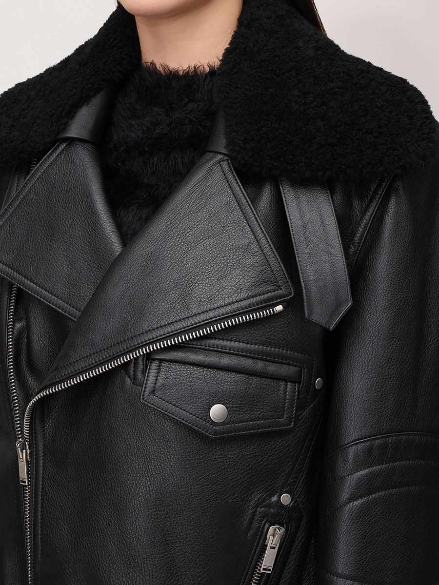 Куртка-косуха кожаная SAINT LAURENT 809830-YCRR2-1000 Черный  Фото 5