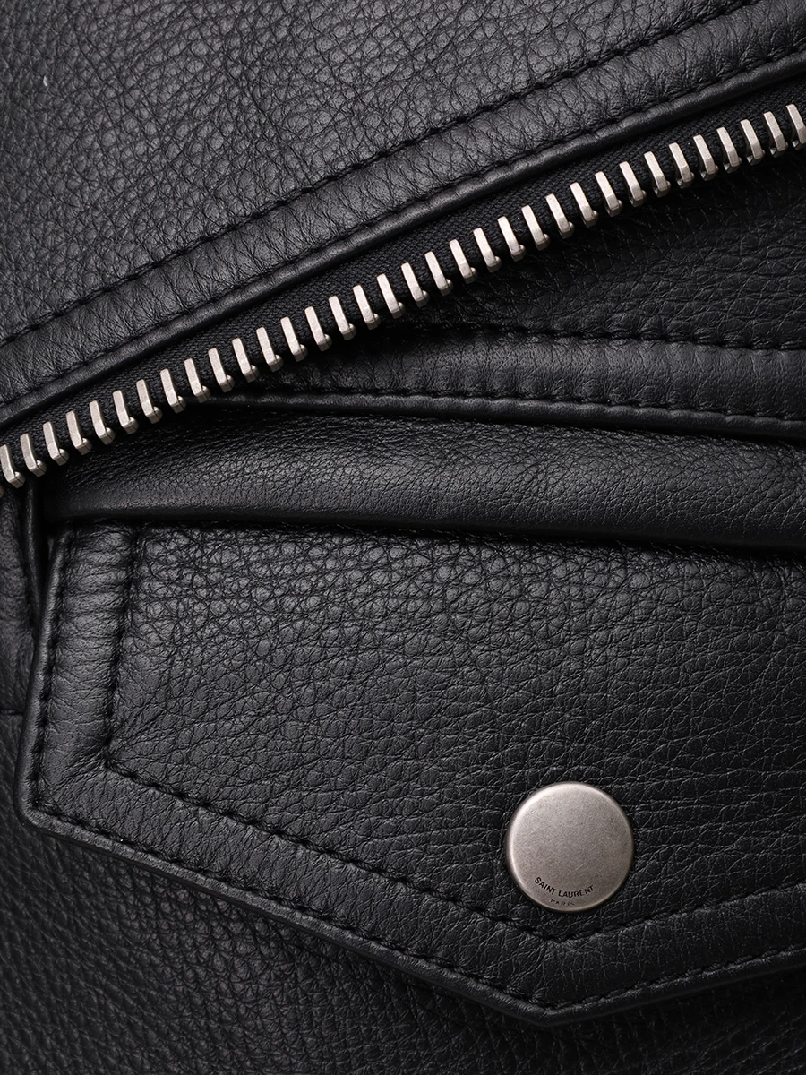 Куртка-косуха кожаная SAINT LAURENT 809830-YCRR2-1000 Черный  Фото 6