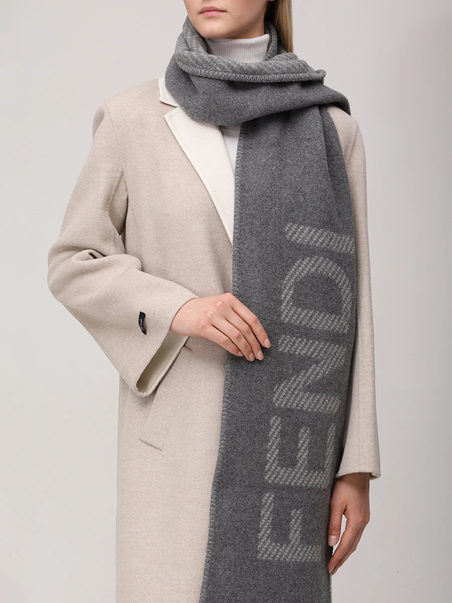 Шарф шерстяной FENDI FXT123 ASTB F0ZZ1 Серый  Фото 2