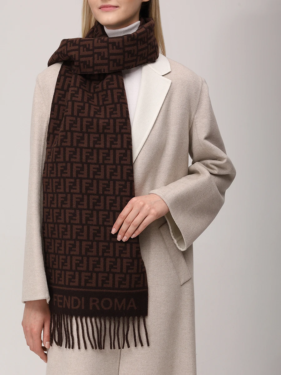 Шарф из шерсти и кашемира Fendi Roma FENDI FXT113 AQCW F0949 Бордовый  Фото 2