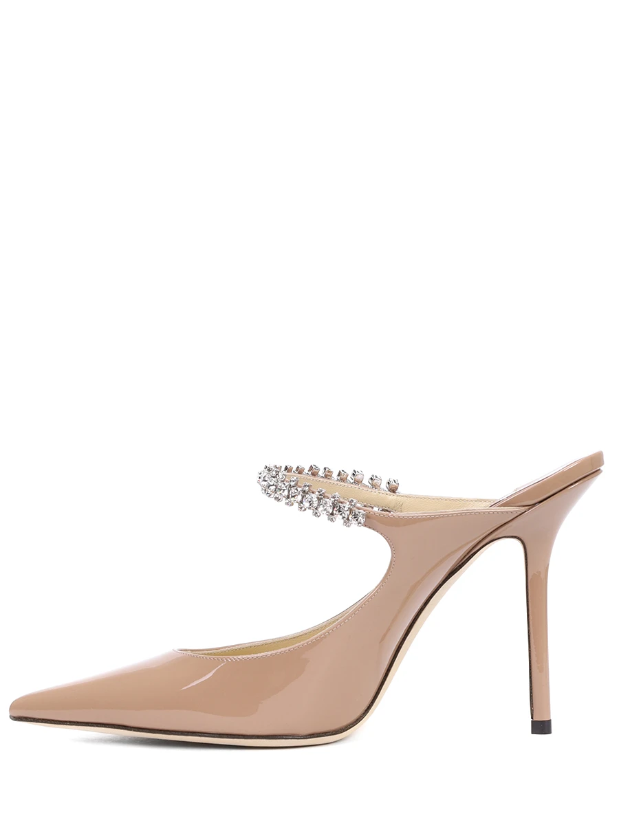 Туфли кожаные JIMMY CHOO BING 100 PAT BALLET PINK Бежевый  Фото 3