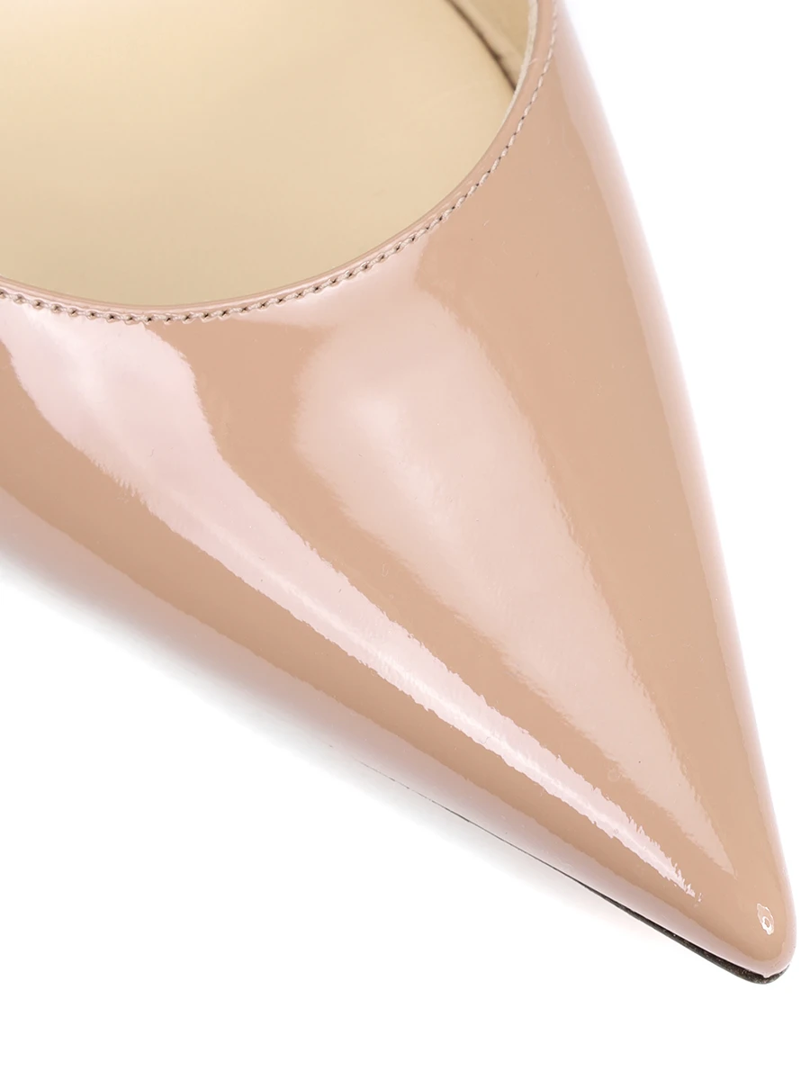 Туфли кожаные JIMMY CHOO BING 100 PAT BALLET PINK Бежевый  Фото 5