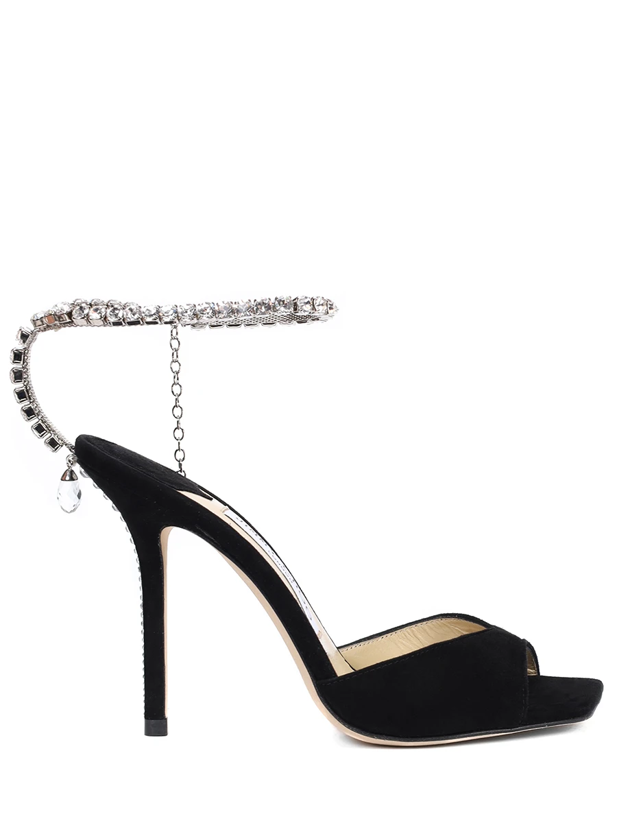 Босоножки замшевые JIMMY CHOO SAEDA SANDAL 100 EWA Черный 