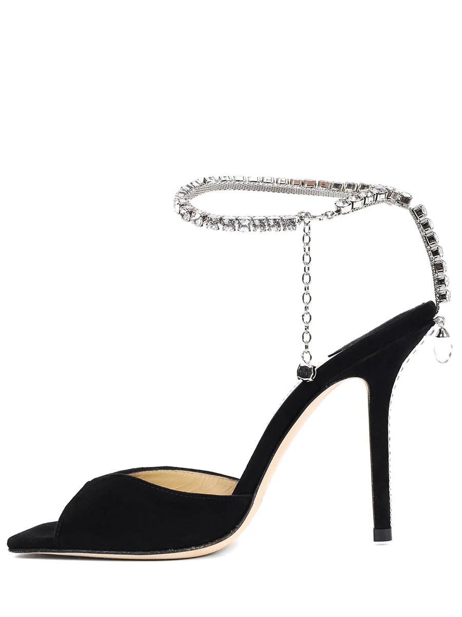 Босоножки замшевые JIMMY CHOO SAEDA SANDAL 100 EWA Черный  Фото 3