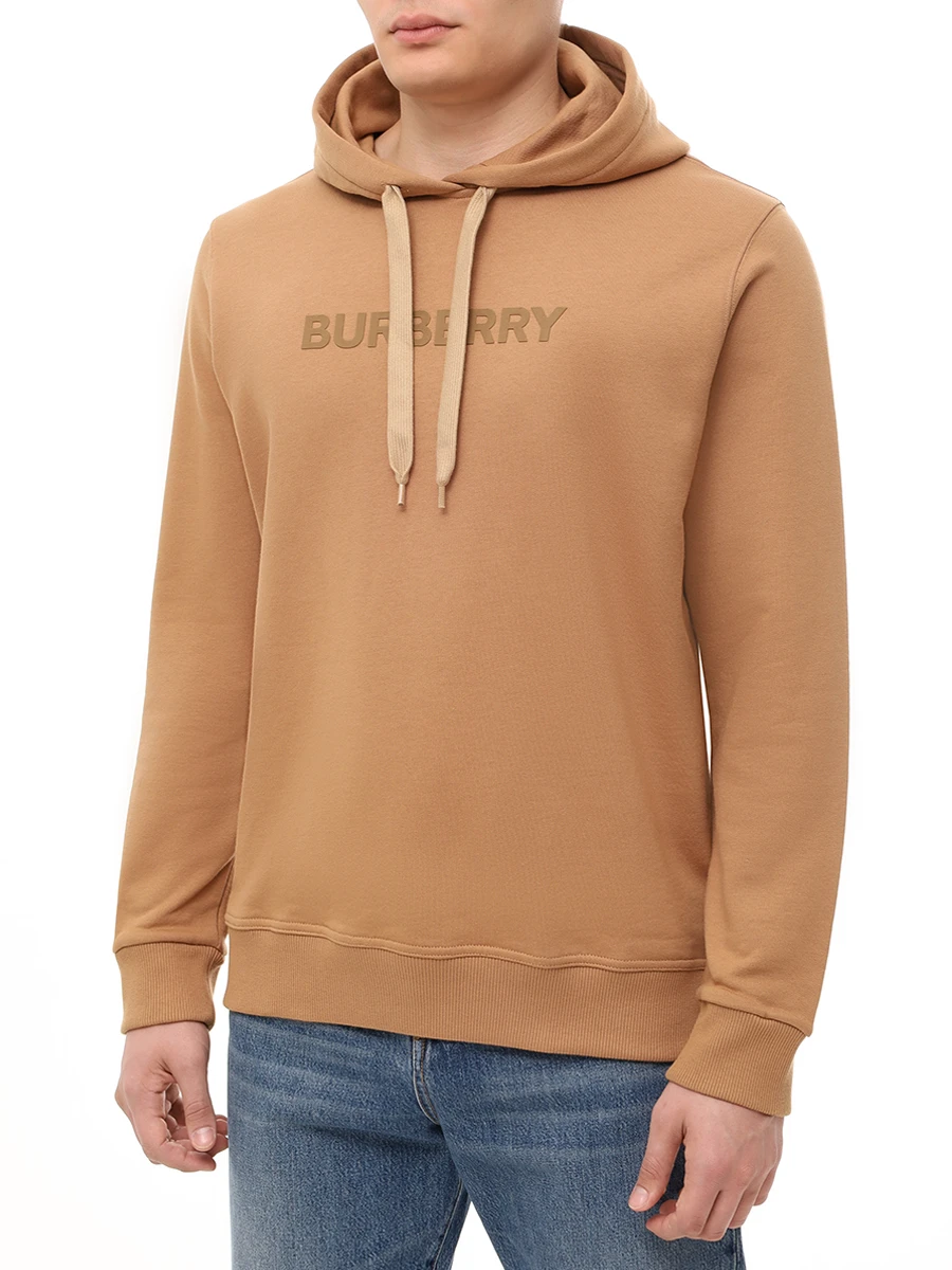 Худи хлопковое BURBERRY 8096364 Бежевый  Фото 4