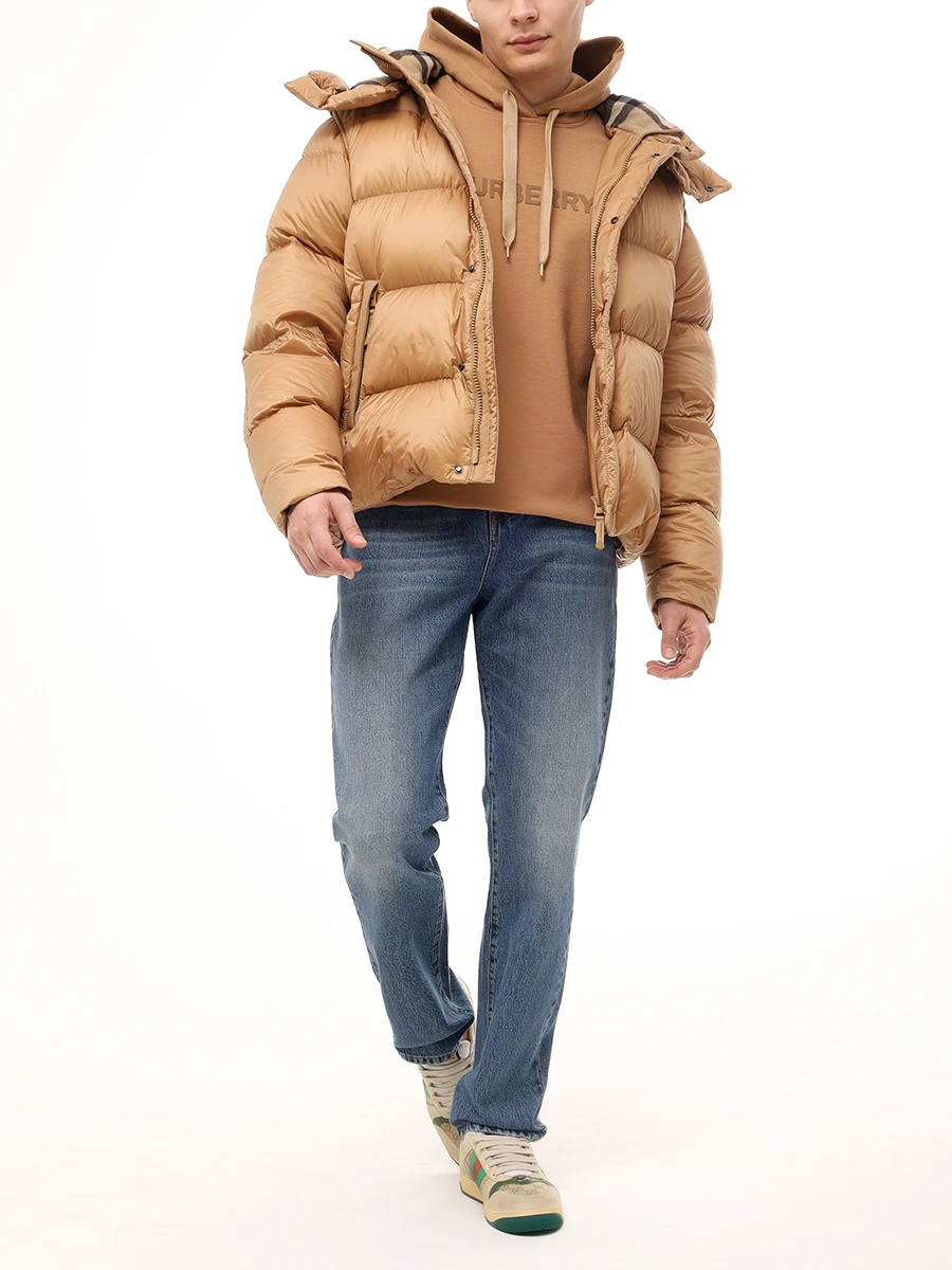 Худи хлопковое BURBERRY 8096364 Бежевый  Фото 2