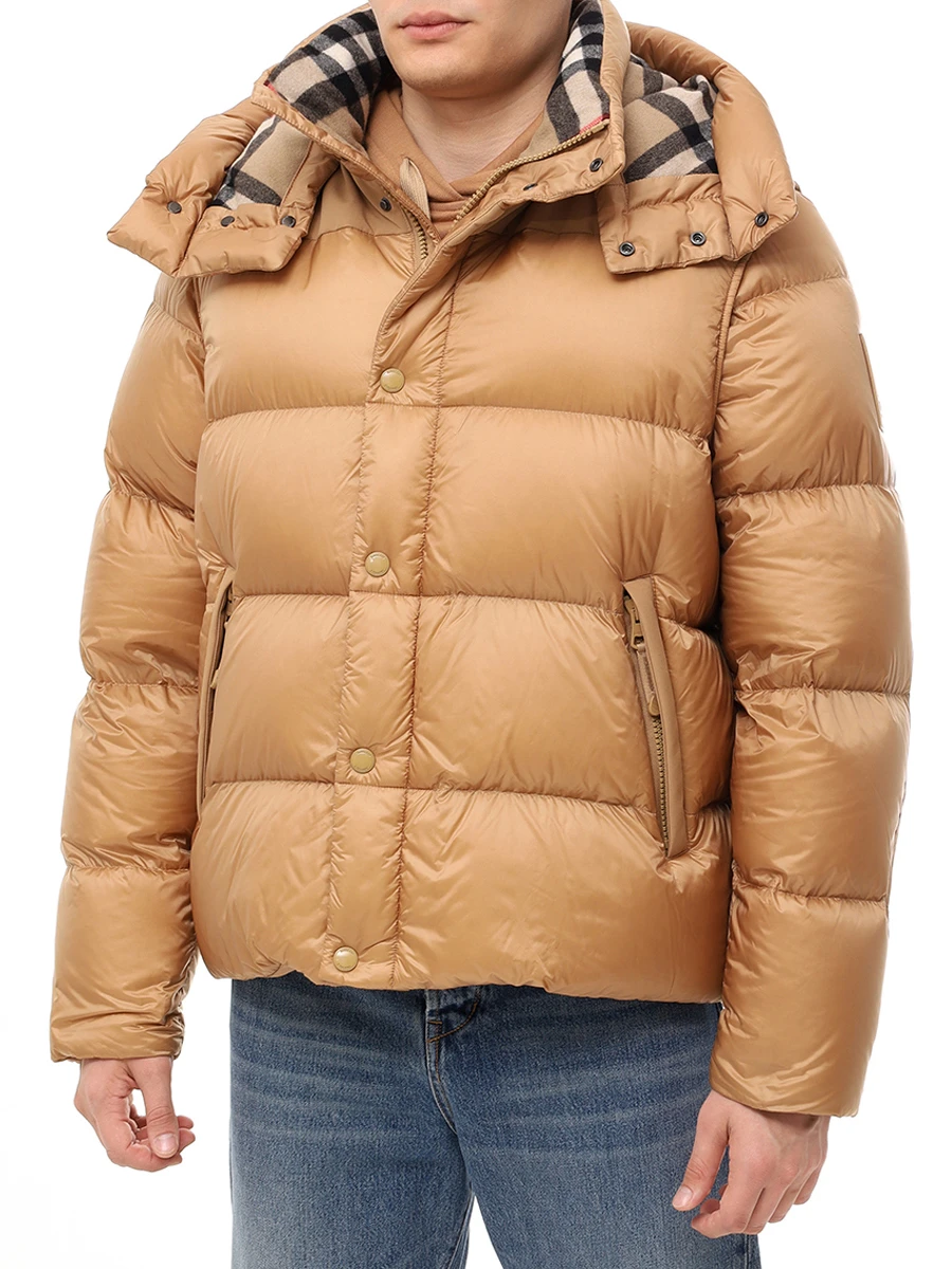 Пуховик стеганый BURBERRY 8096383 Бежевый  Фото 4