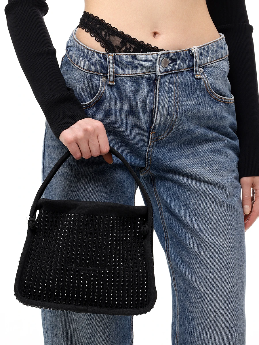 Сумка текстильная со стразами ALEXANDER WANG 20125R91T 001 Черный  Фото 2