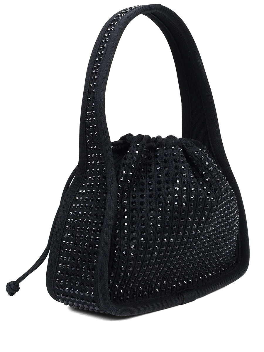 Сумка текстильная со стразами ALEXANDER WANG 20125R91T 001 Черный  Фото 3