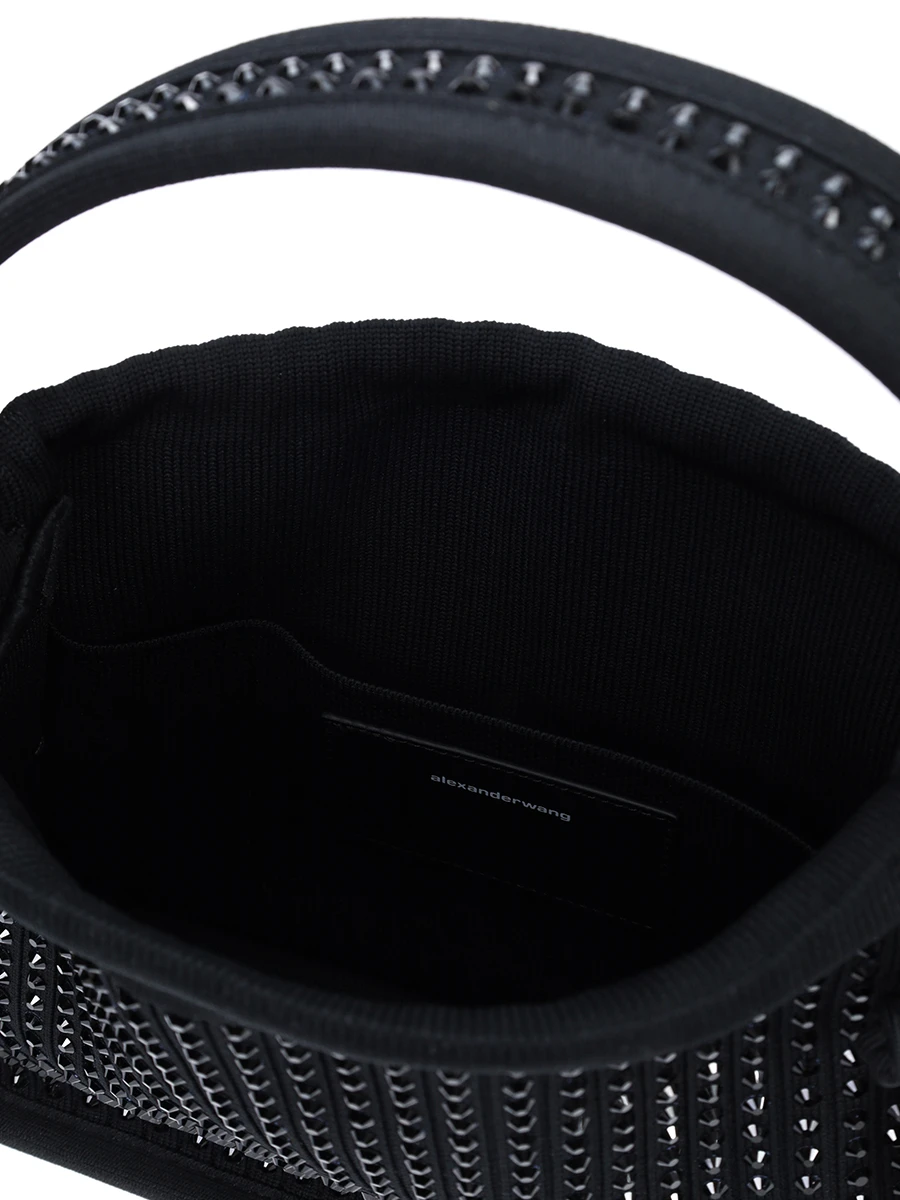 Сумка текстильная со стразами ALEXANDER WANG 20125R91T 001 Черный  Фото 4
