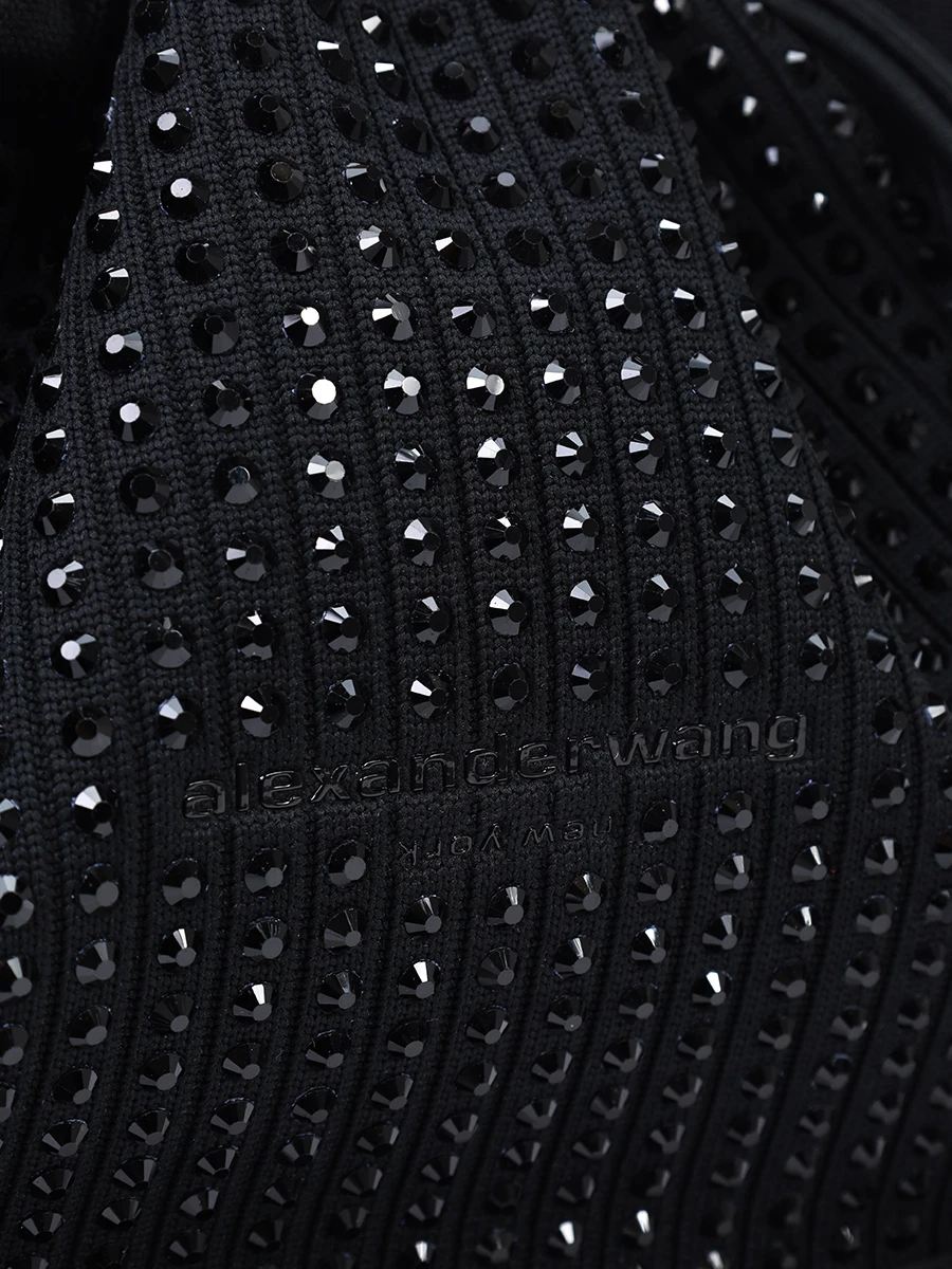 Сумка текстильная со стразами ALEXANDER WANG 20125R91T 001 Черный  Фото 5