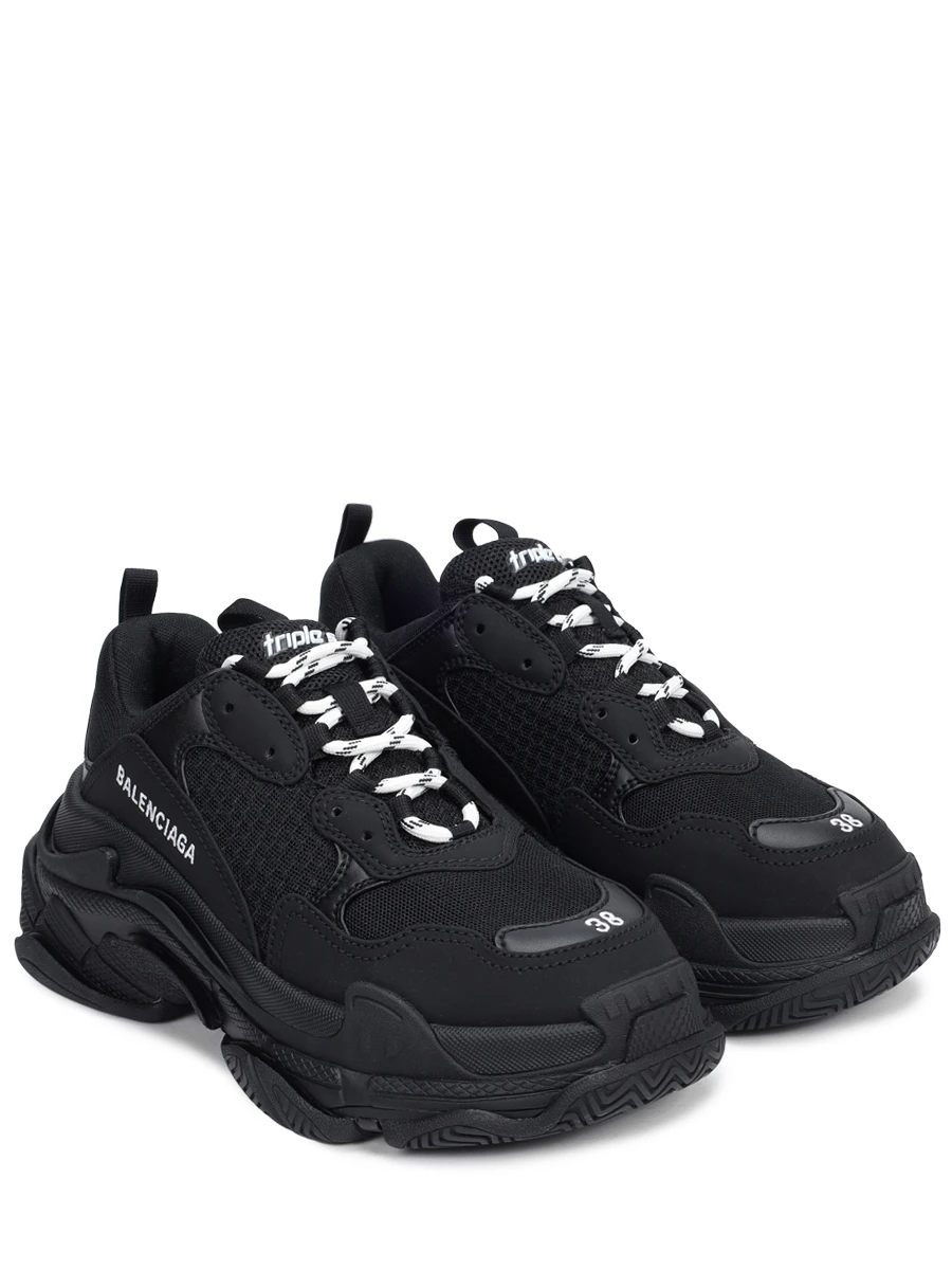 Кроссовки текстильные Triple S BALENCIAGA 524036-W2CA1-1000 Черный  Фото 2