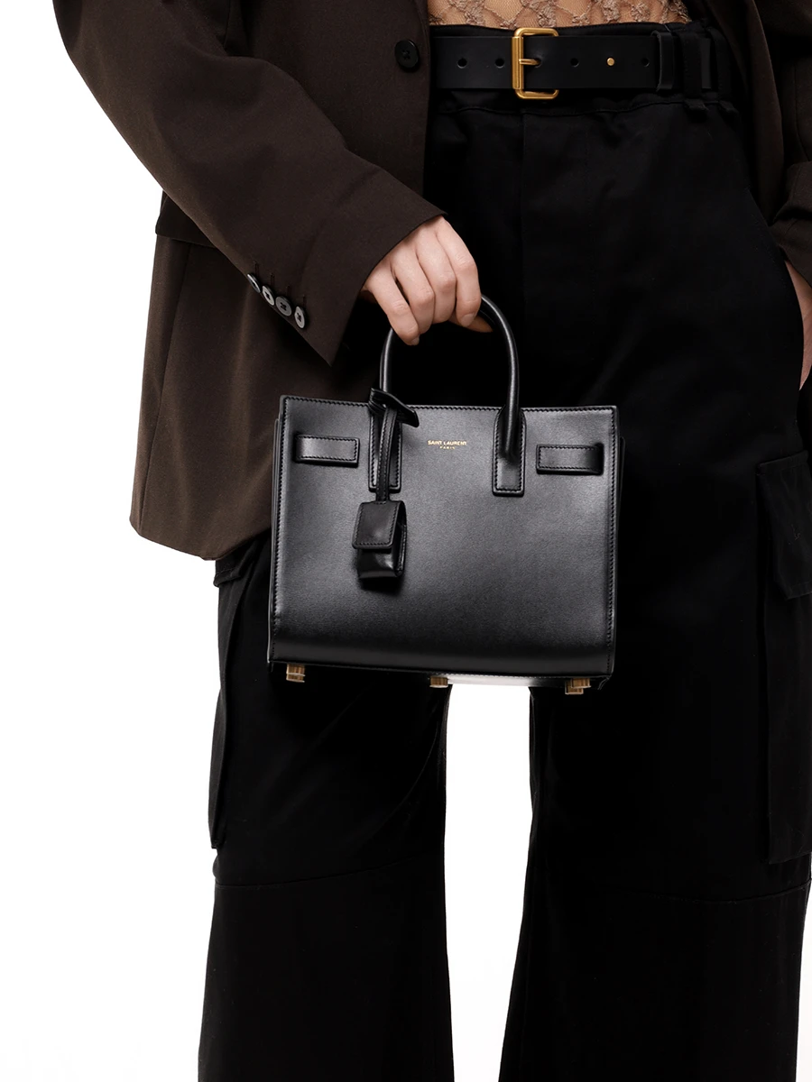 Сумка кожаная Sac De Jour SAINT LAURENT 392035 02G9W 1000 Черный  Фото 2