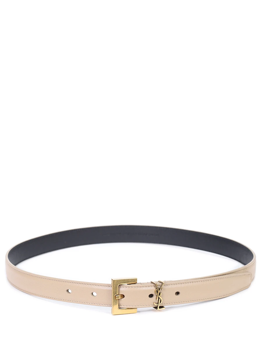 Ремень кожаный SAINT LAURENT 554465-BOO0W-2721 Бежевый  Фото 2