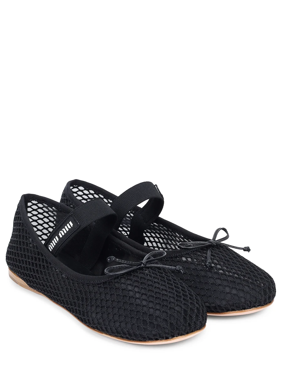Балетки текстильные MIU MIU 5F345EF005099 F0002 Сетка Черный  Фото 2
