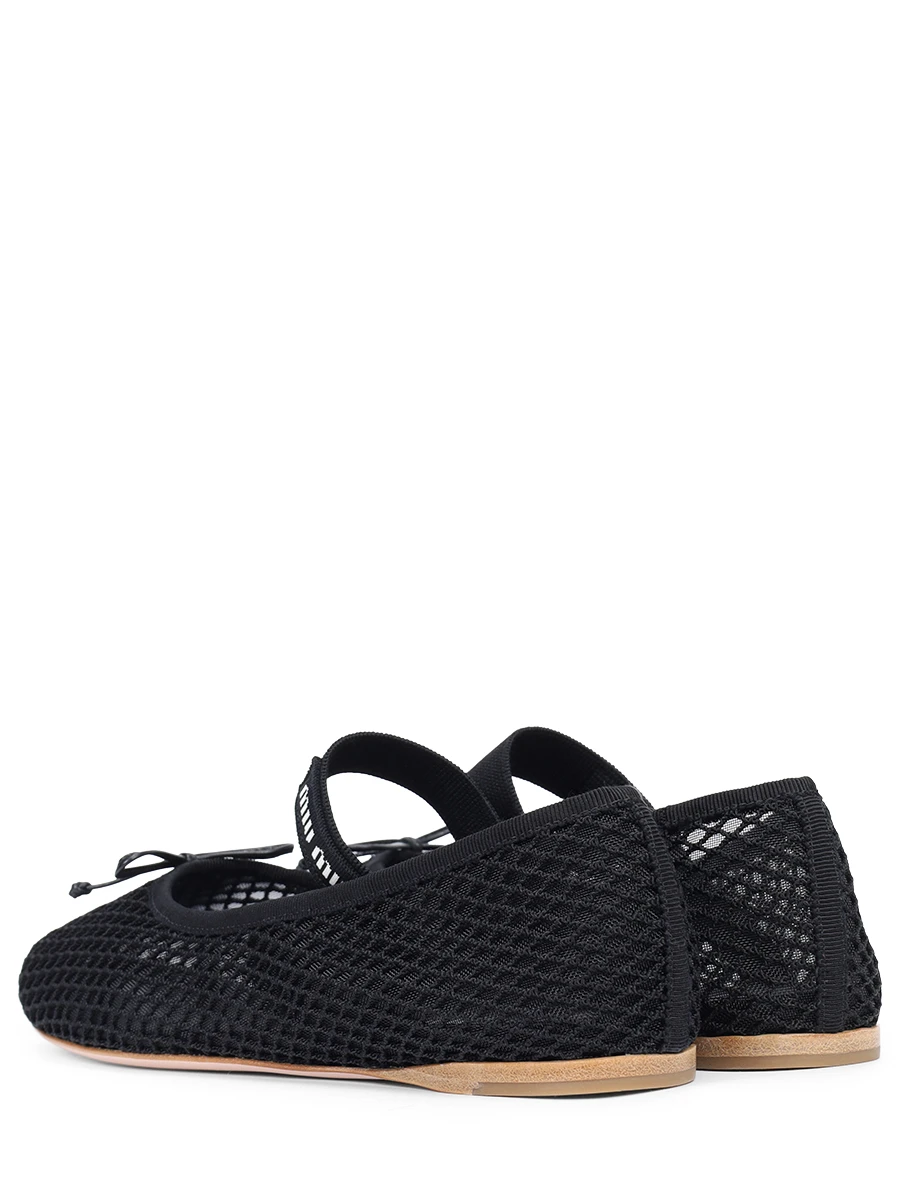 Балетки текстильные MIU MIU 5F345EF005099 F0002 Сетка Черный  Фото 4