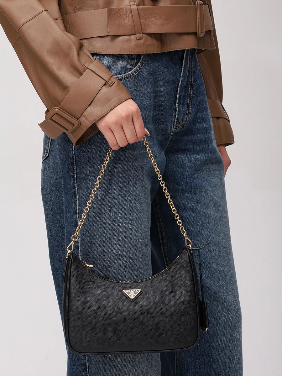 Сумка кожаная PRADA 1BH204VV2MNZV F0632 Черный  Фото 3