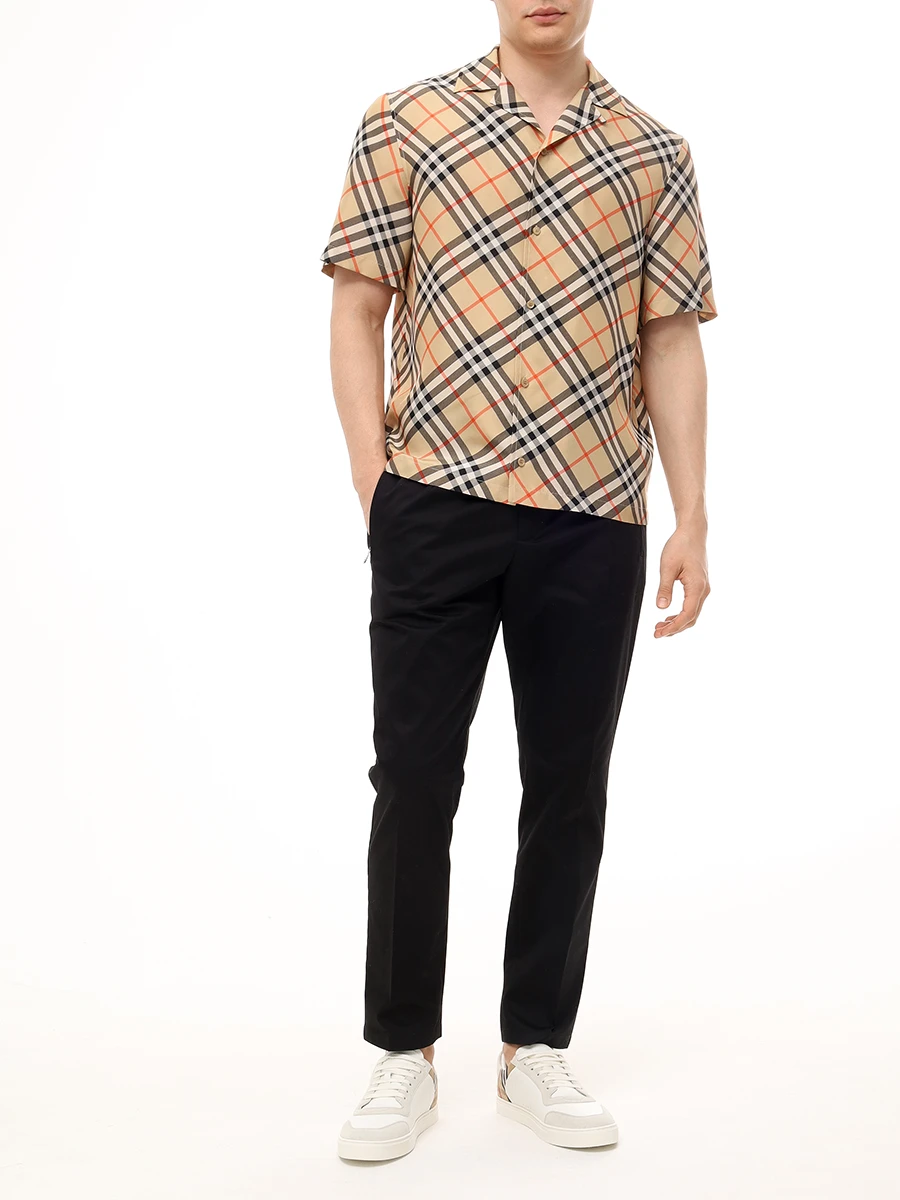 Рубашка Regular Fit шелковая BURBERRY 8091202 B9368 Бежевый  Фото 2