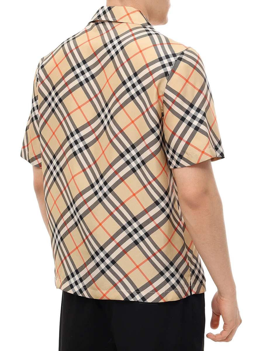 Рубашка Regular Fit шелковая BURBERRY 8091202 B9368 Бежевый  Фото 3