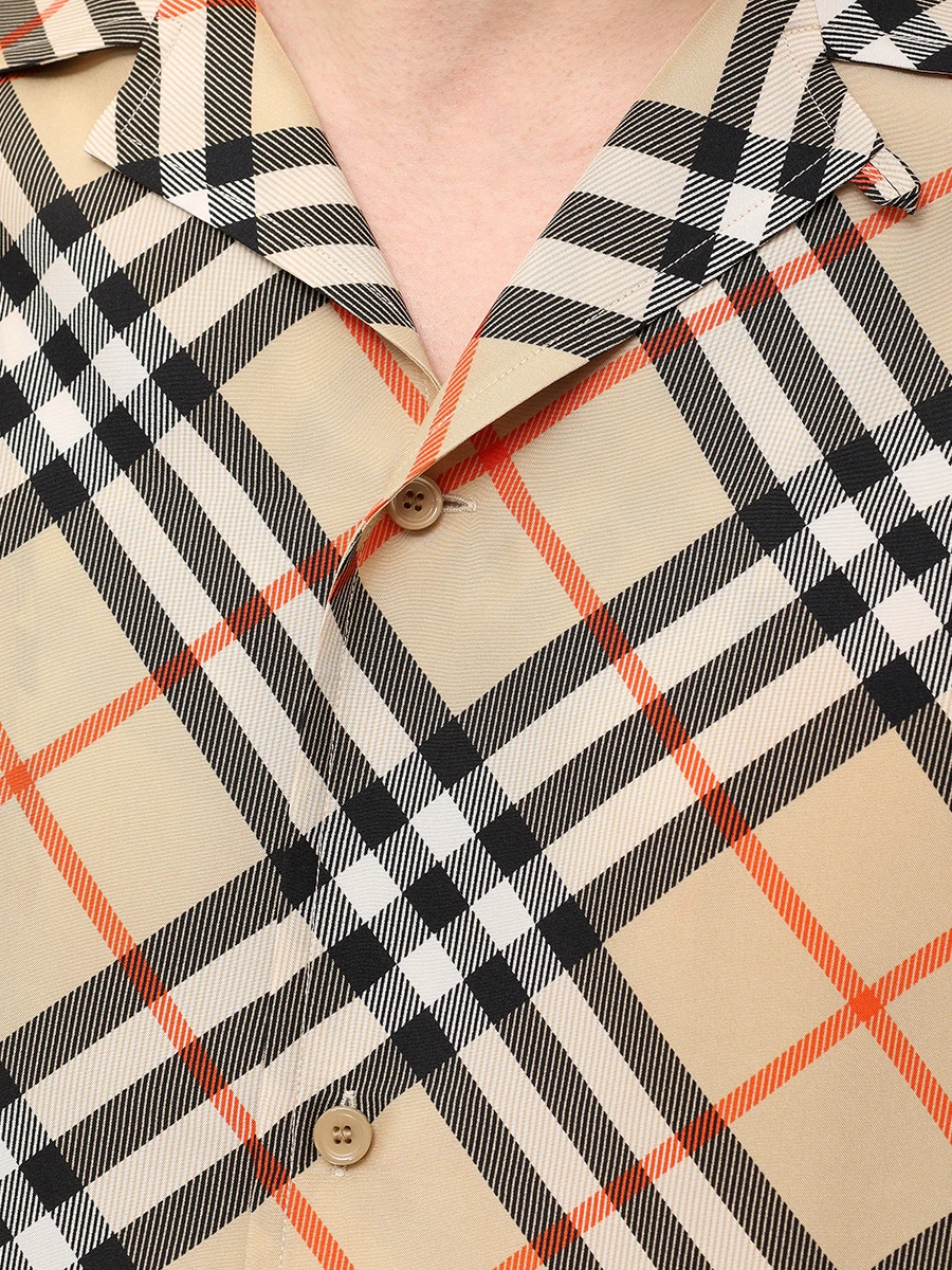 Рубашка Regular Fit шелковая BURBERRY 8091202 B9368 Бежевый  Фото 5