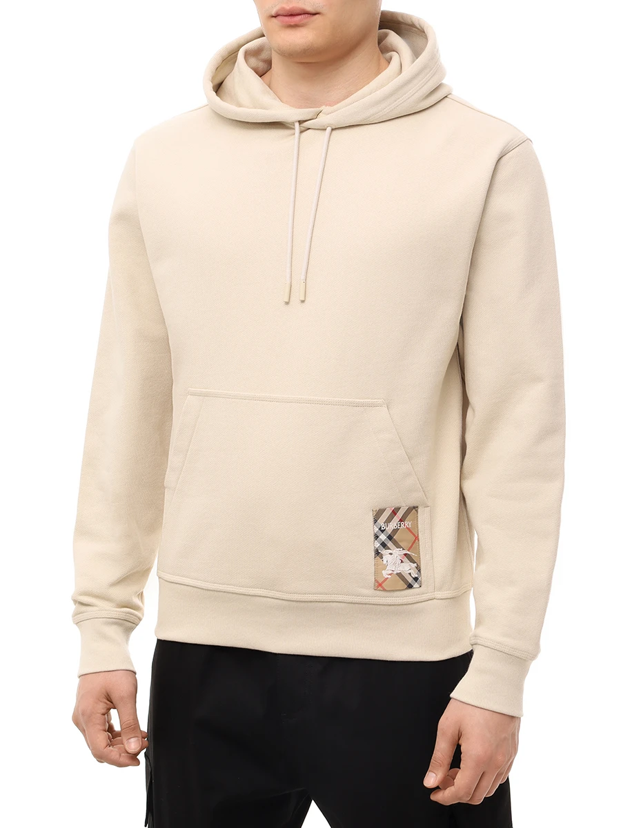 Худи хлопковое BURBERRY 8103513 C1740 Бежевый  Фото 4