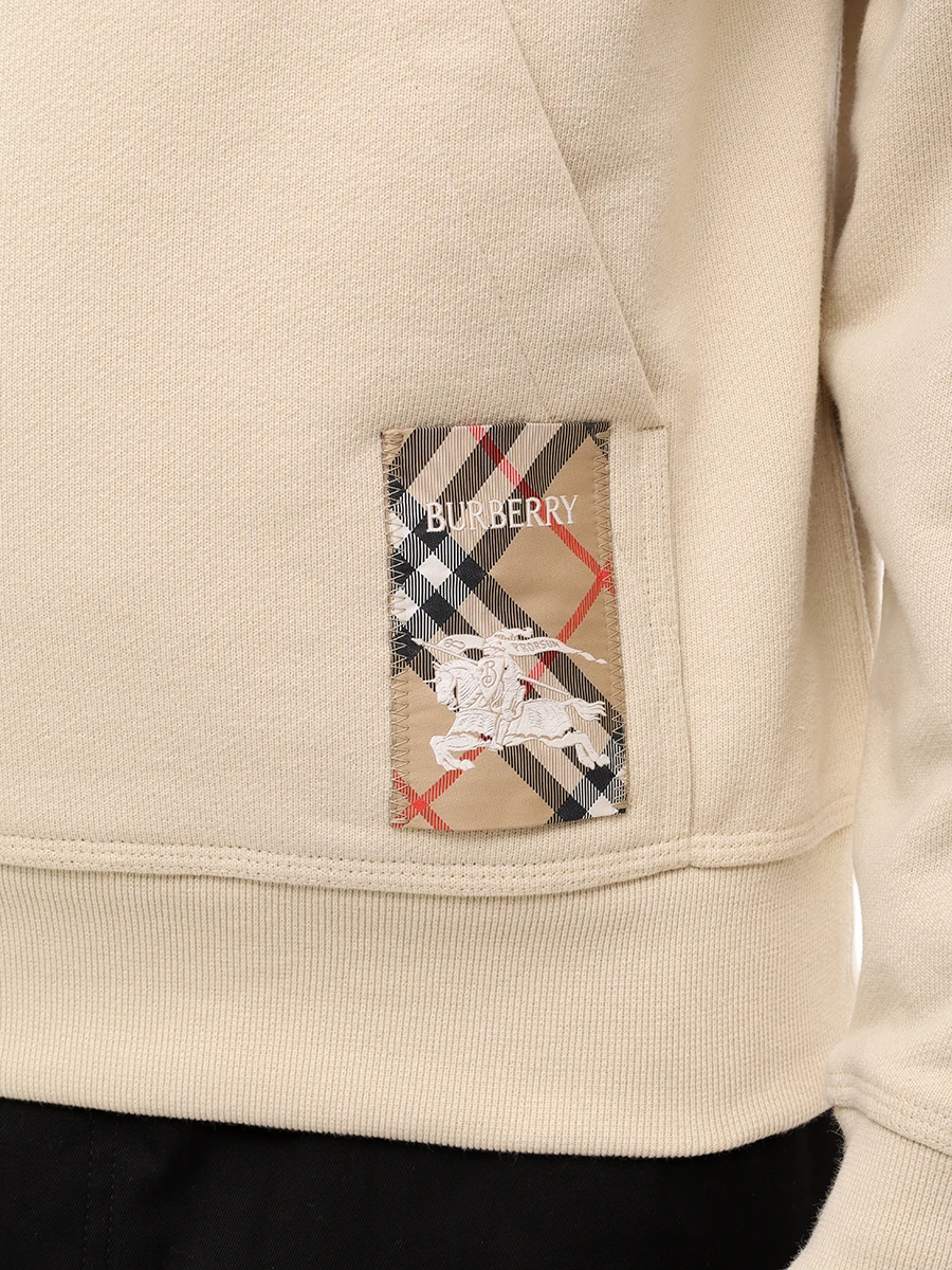 Худи хлопковое BURBERRY 8103513 C1740 Бежевый  Фото 5