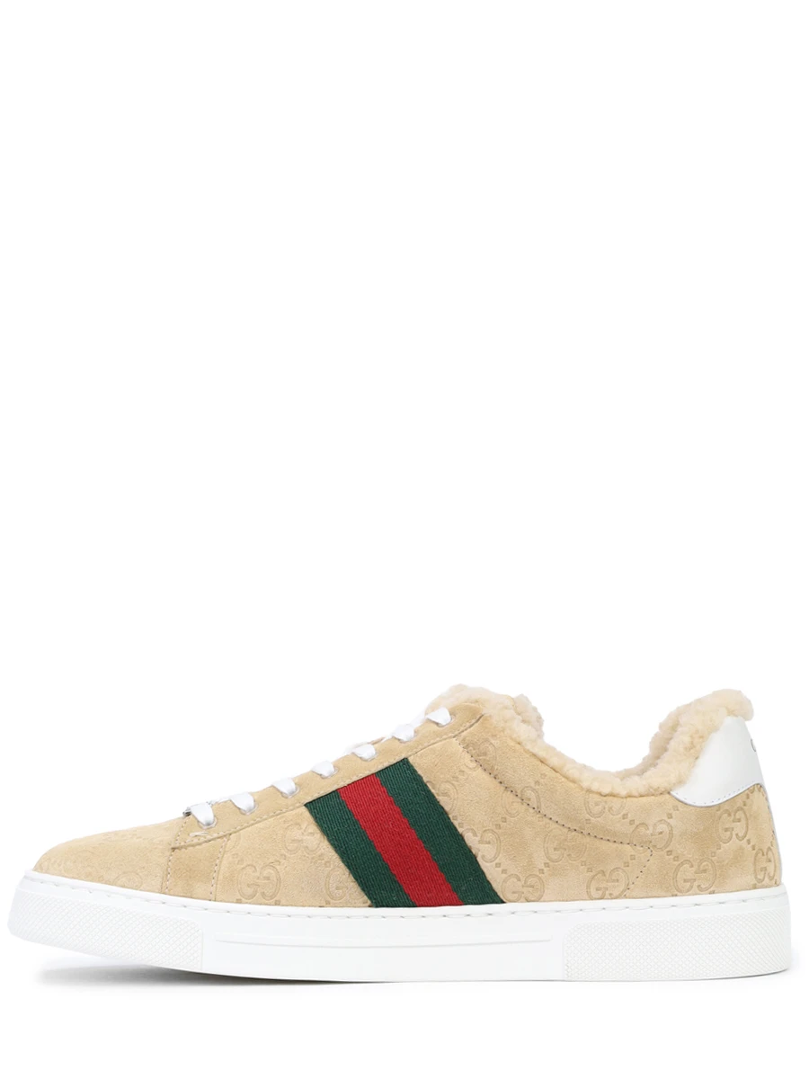 Кеды замшевые Ace на меху GUCCI 798628AADUT 9567 Бежевый  Фото 3