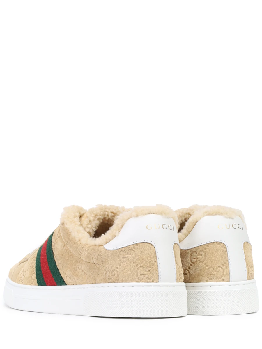 Кеды замшевые Ace на меху GUCCI 798628AADUT 9567 Бежевый  Фото 4