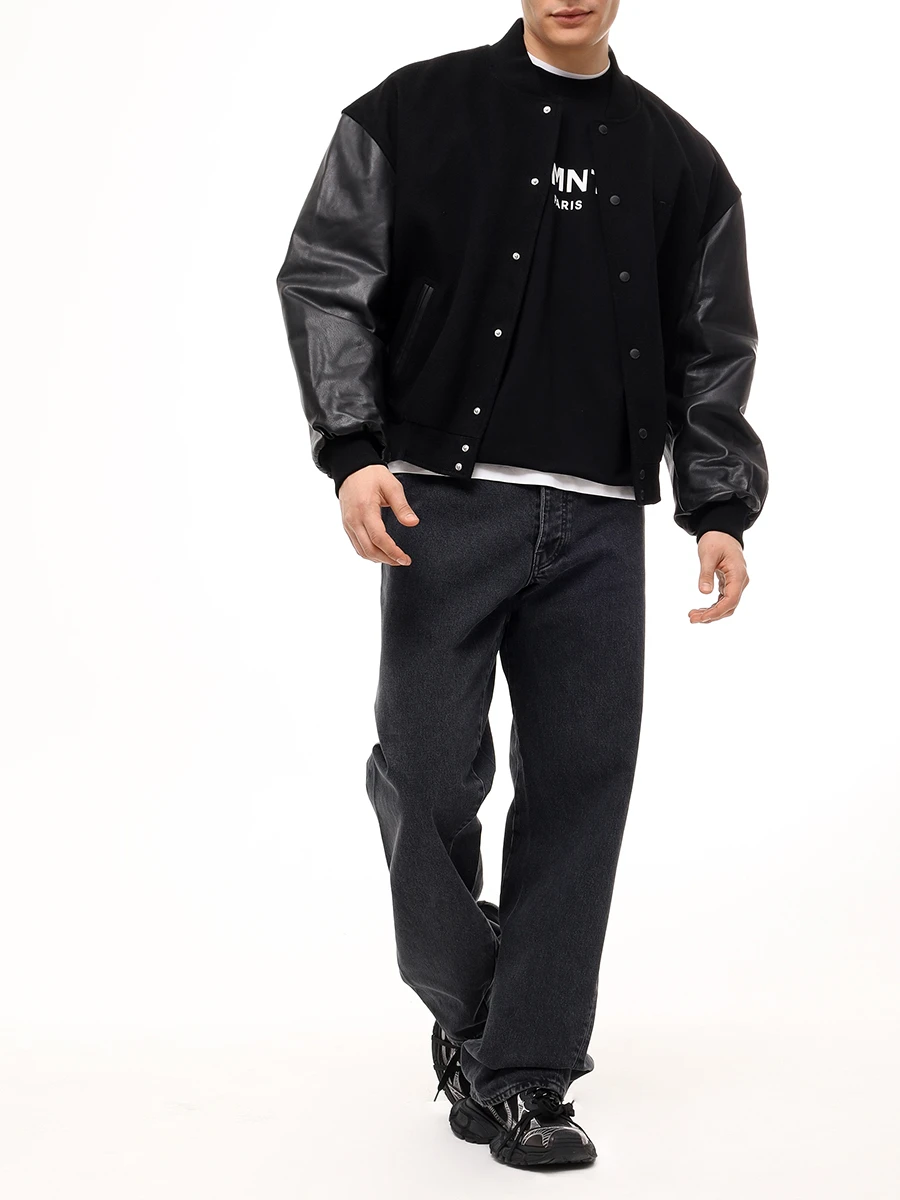 Бомбер комбинированный VETEMENTS VL22JA800B Черный  Фото 2