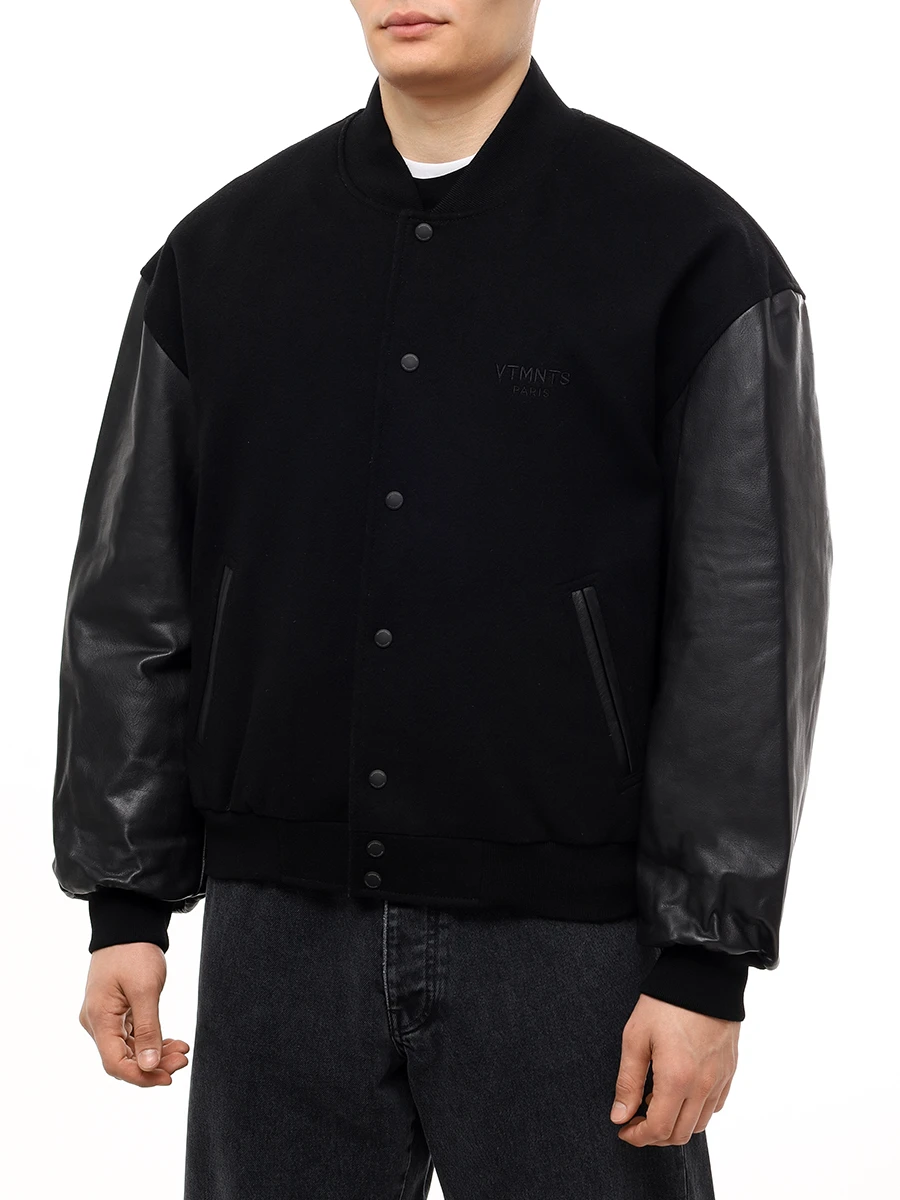 Бомбер комбинированный VETEMENTS VL22JA800B Черный  Фото 4