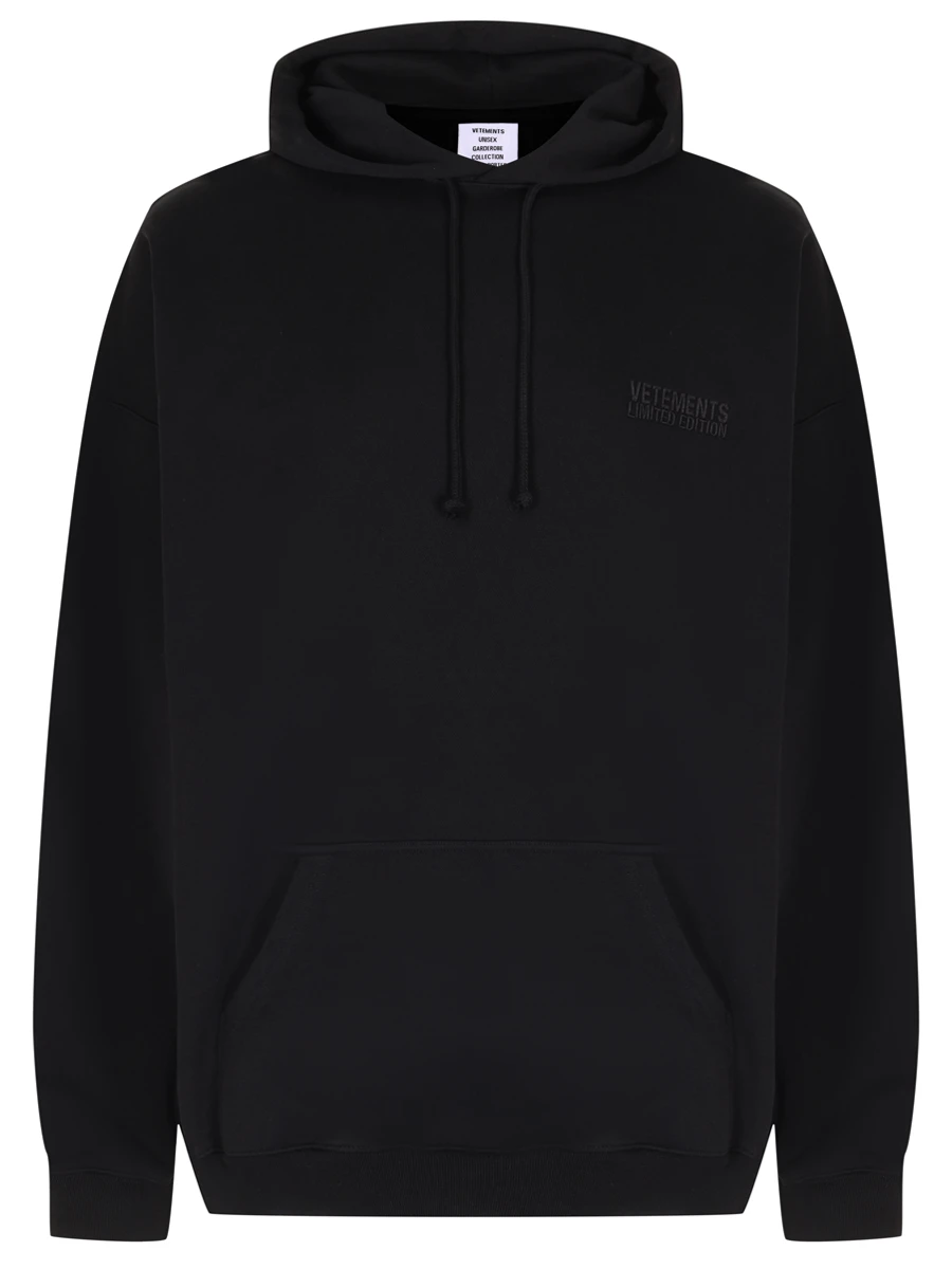 Худи хлопковое VETEMENTS UA65HD100B Черный 