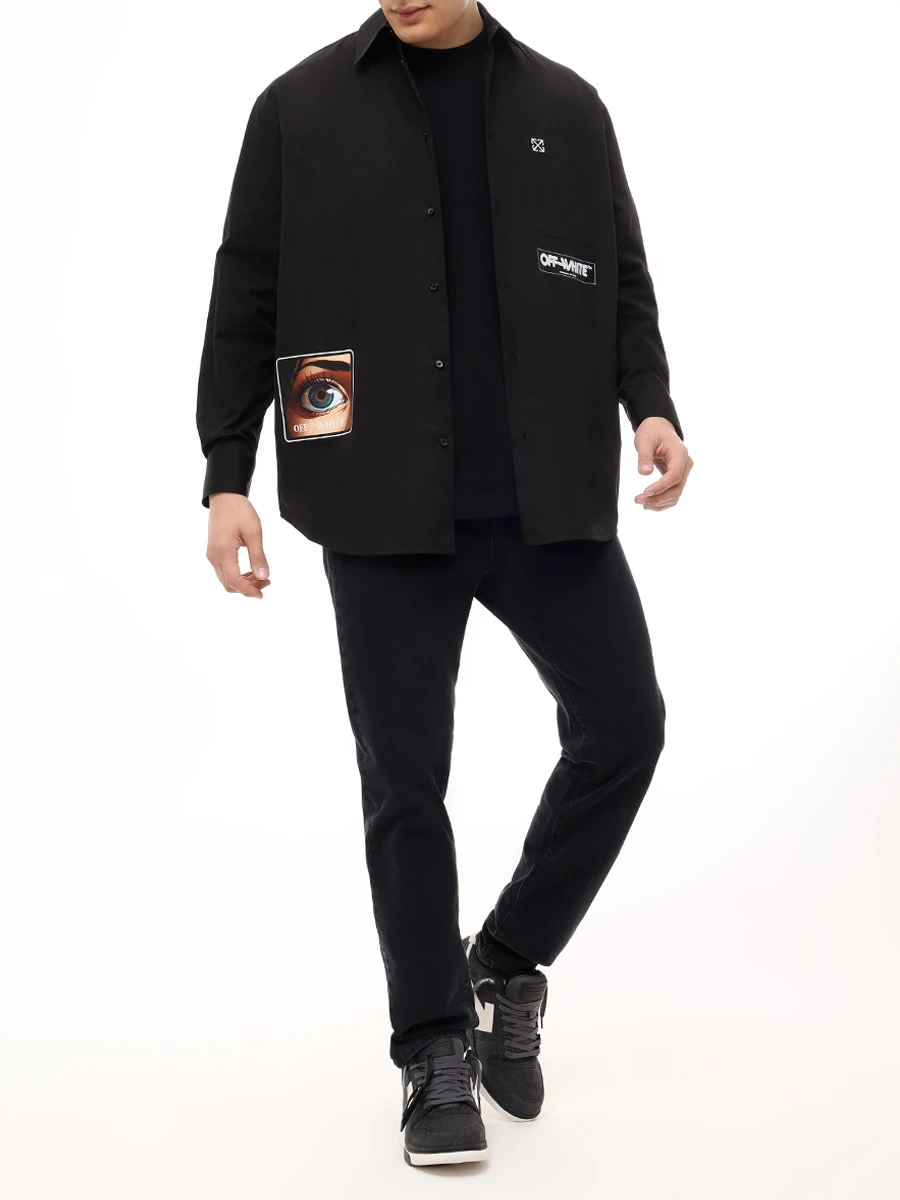 Рубашка хлопковая OFF-WHITE OMGE004F24FAB002 1084 Черный  Фото 2