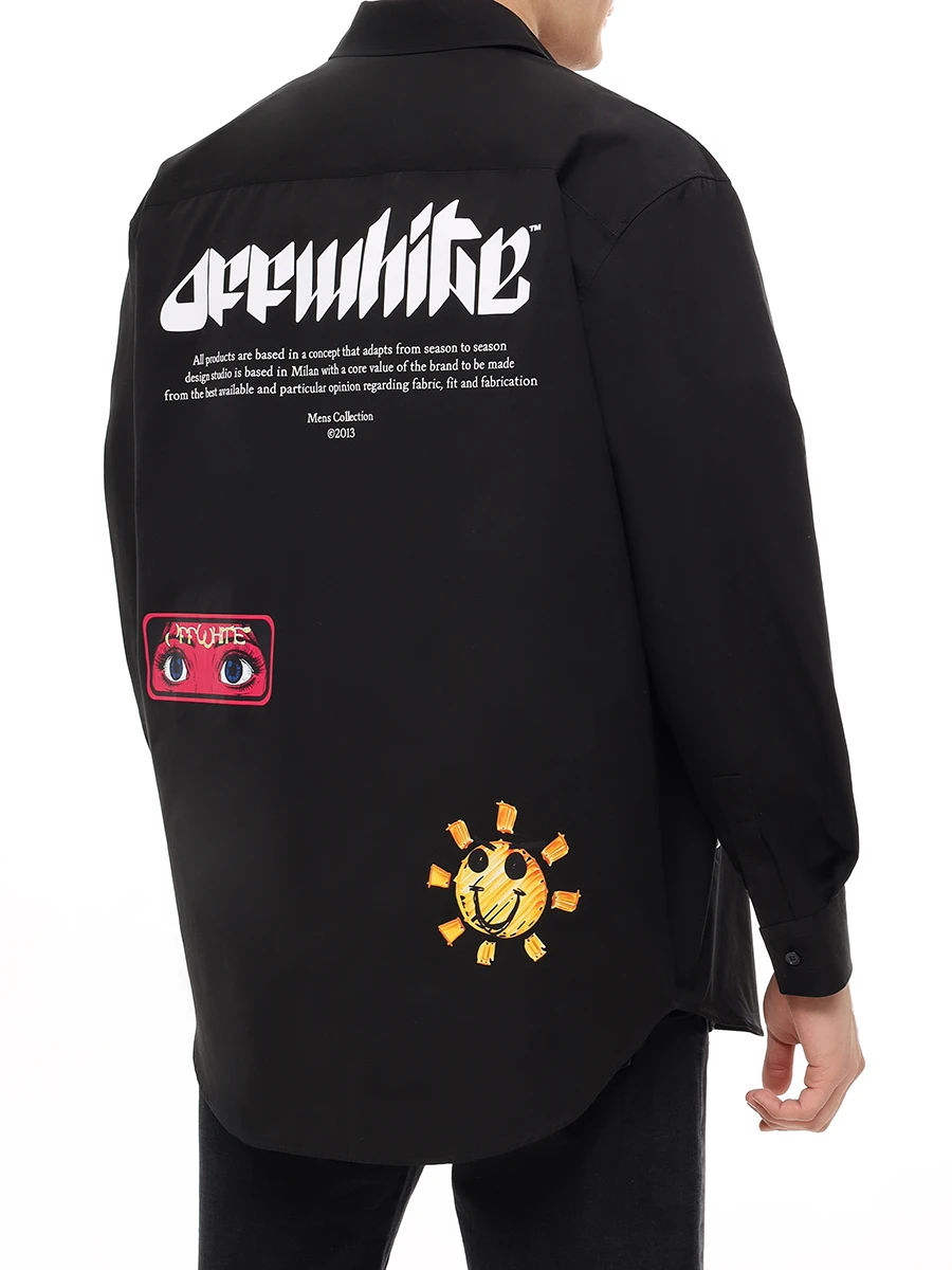 Рубашка хлопковая OFF-WHITE OMGE004F24FAB002 1084 Черный  Фото 3