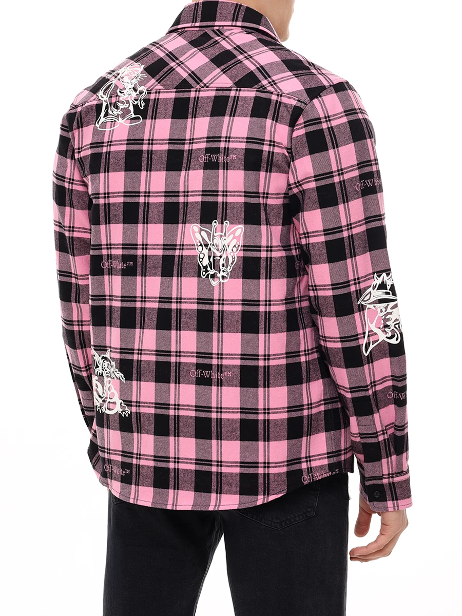 Рубашка хлопковая OFF-WHITE OMGE030F24FAB001 3201 Розовый  Фото 3