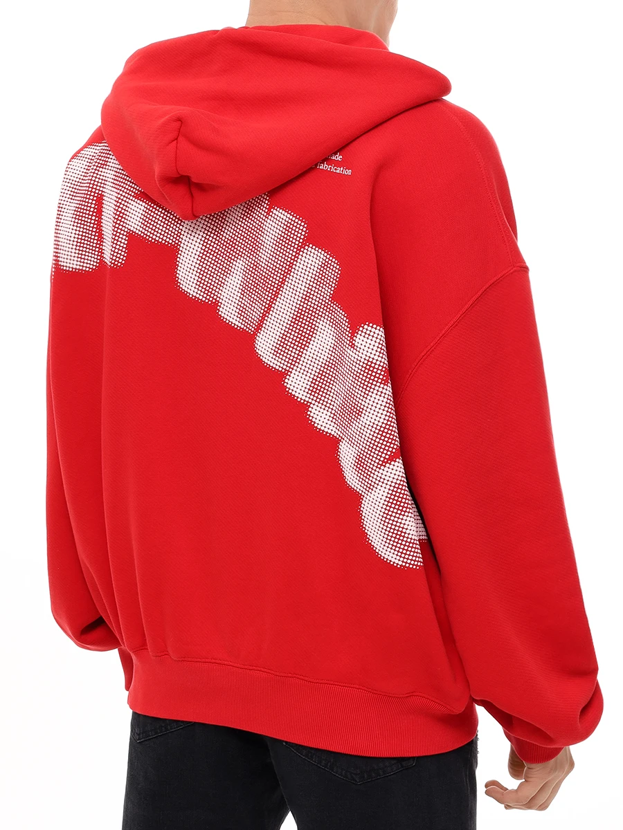 Худи хлопковое OFF-WHITE OMBB118F24FLE006 2501 Красный  Фото 3