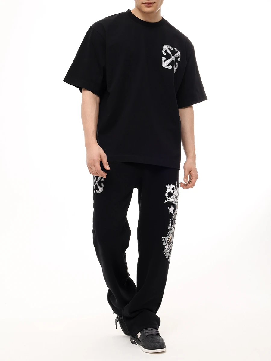 Брюки хлопковые OFF-WHITE OMCH054F24FLE008 1084 Черный  Фото 2