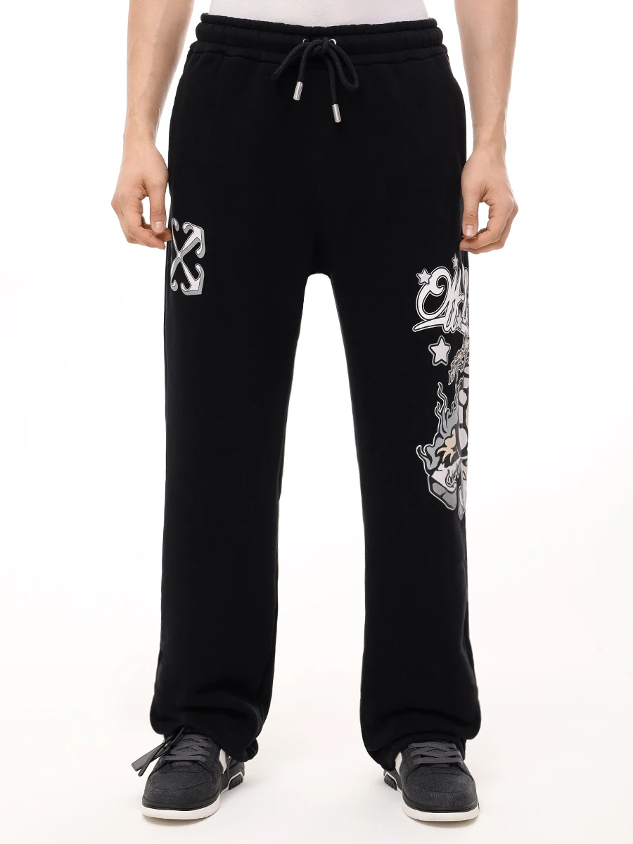 Брюки хлопковые OFF-WHITE OMCH054F24FLE008 1084 Черный  Фото 4