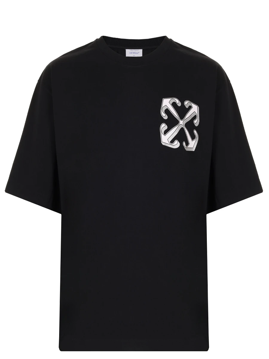 Футболка хлопковая OFF-WHITE OMAA120F24JER00D 1084 Черный 
