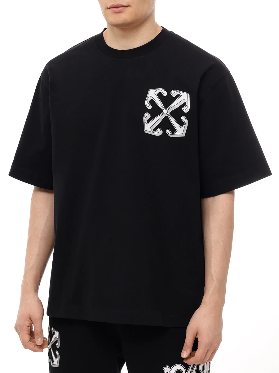 Футболка хлопковая OFF-WHITE OMAA120F24JER00D 1084 Черный  Фото 4
