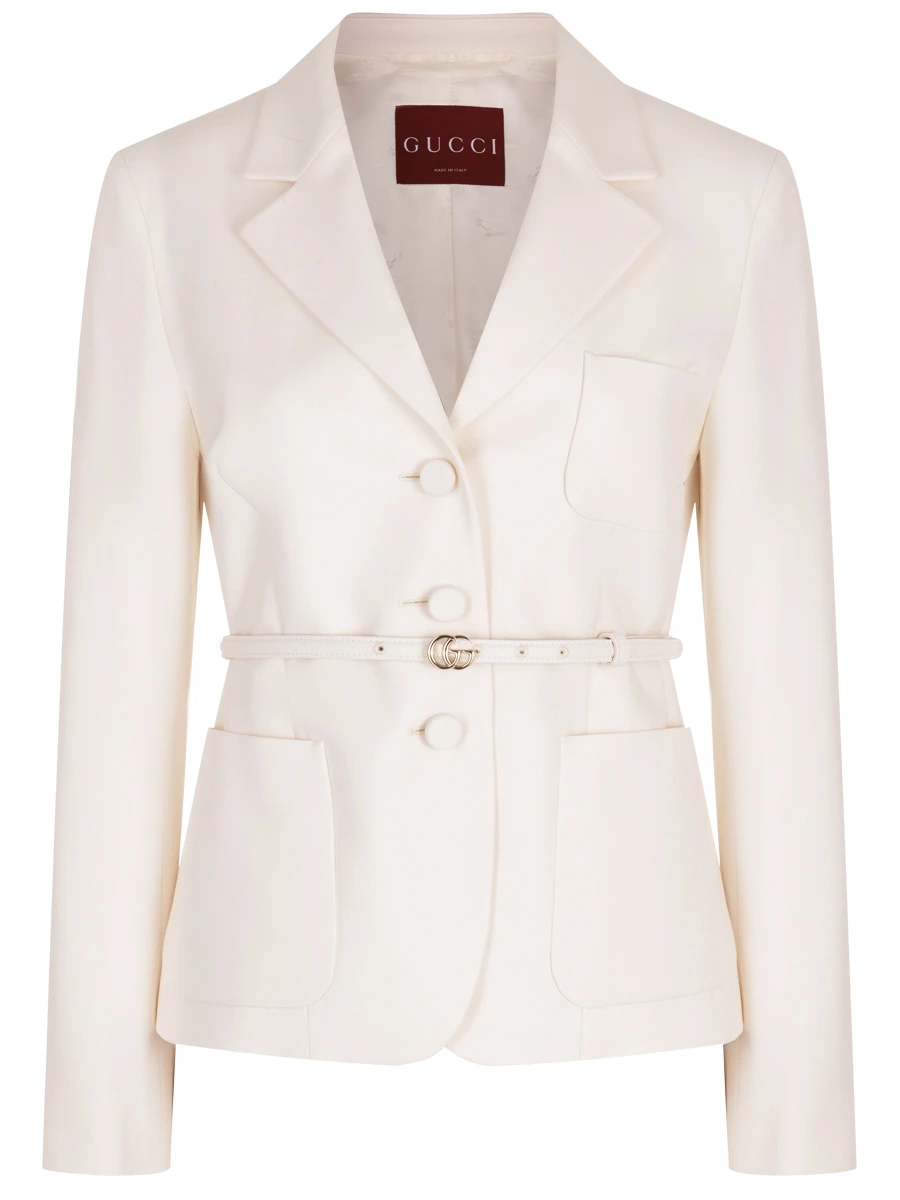 Жакет из шерсти и шелка GUCCI 796295 Z8BTY 9002 Кремовый 