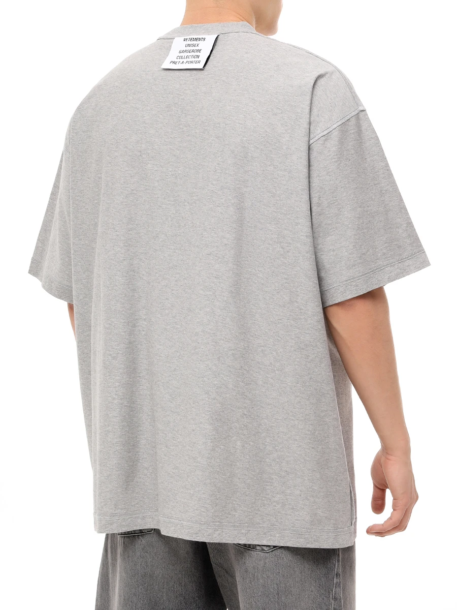 Футболка хлопковая VETEMENTS UA65TR107G Серый  Фото 3