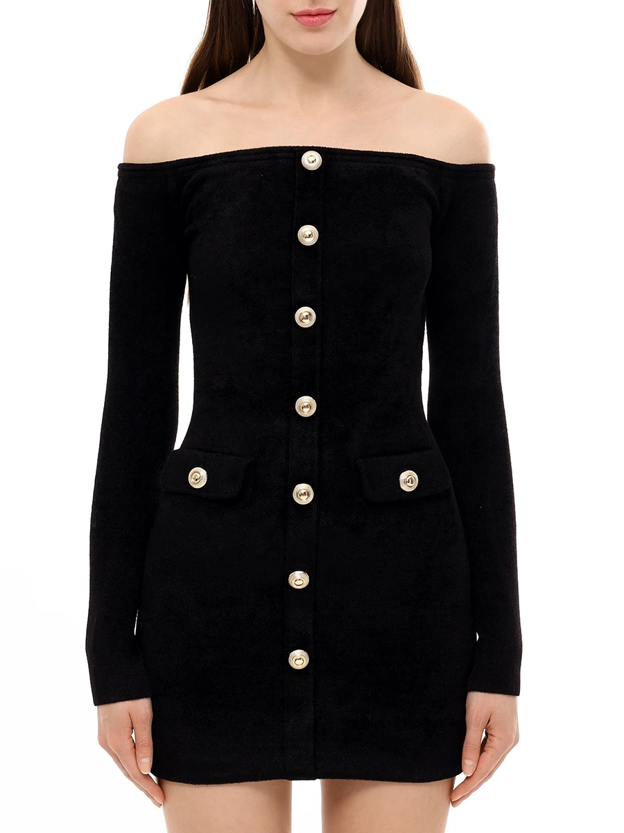 Платье из вискозы SELF-PORTRAIT RS25-085S-B Черный  Фото 4