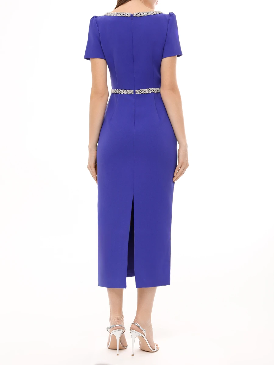 Платье однотонное SELF-PORTRAIT PF24-161M-BL Синий  Фото 3