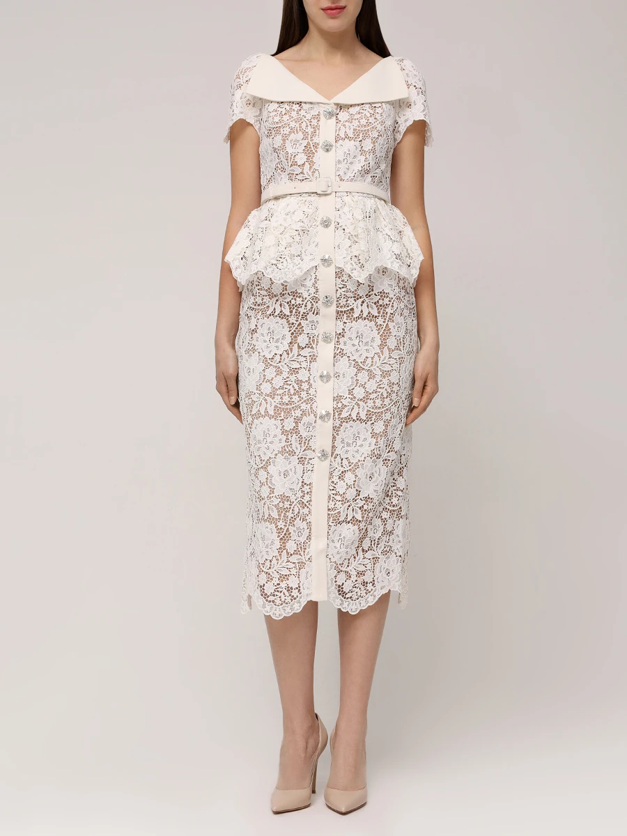 Платье кружевное SELF-PORTRAIT PF24-175M-C Белый  Фото 4