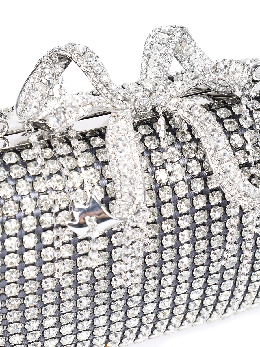Клатч со стразами SELF-PORTRAIT RS24-300-S SILVER Серебряный  Фото 5