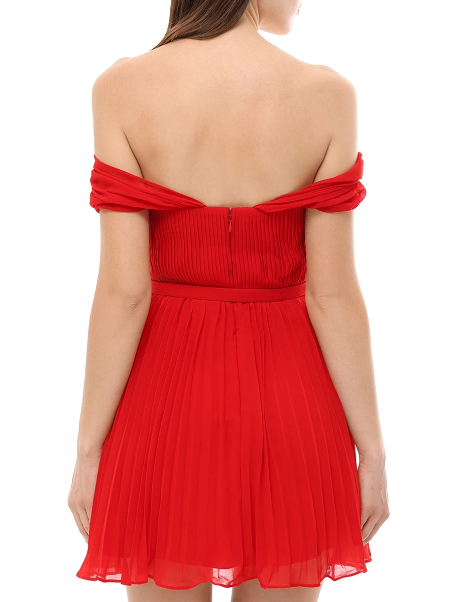 Платье плиссированное SELF-PORTRAIT PF24-153S-R Красный  Фото 3