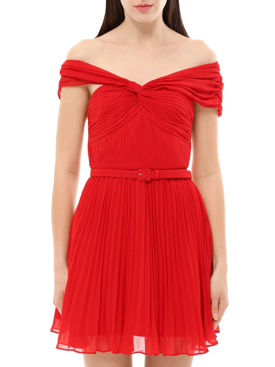 Платье плиссированное SELF-PORTRAIT PF24-153S-R Красный  Фото 4